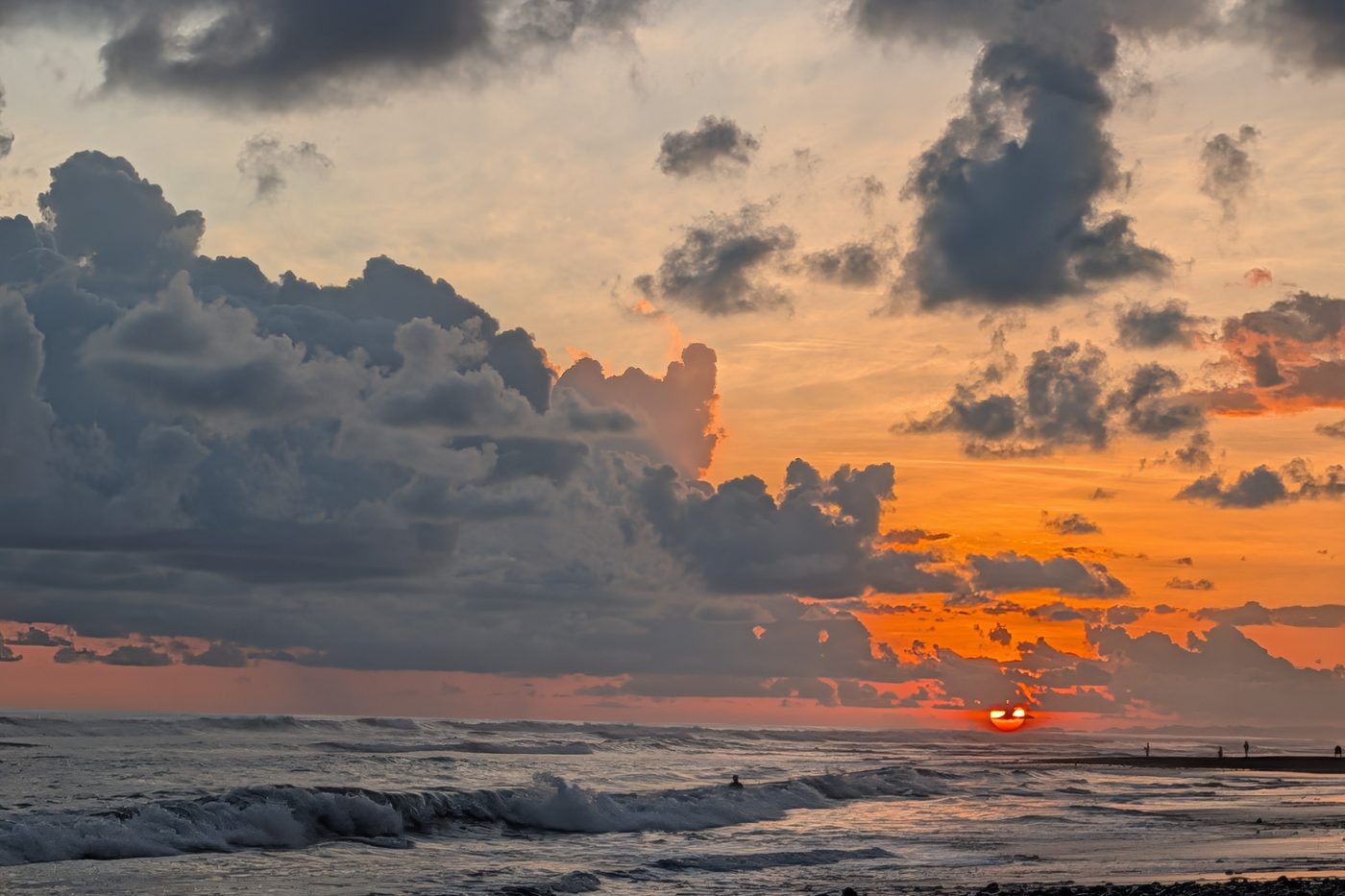 Sunset over the Pacific from the beach at Dominical